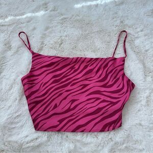 princess polly size 8 pink zebra print flowy scarf crop top